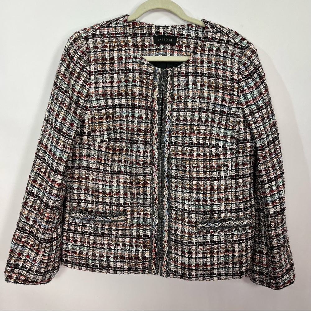 Talbots Multicolor Tweed Adele Jacket Blazer Hook… - image 3